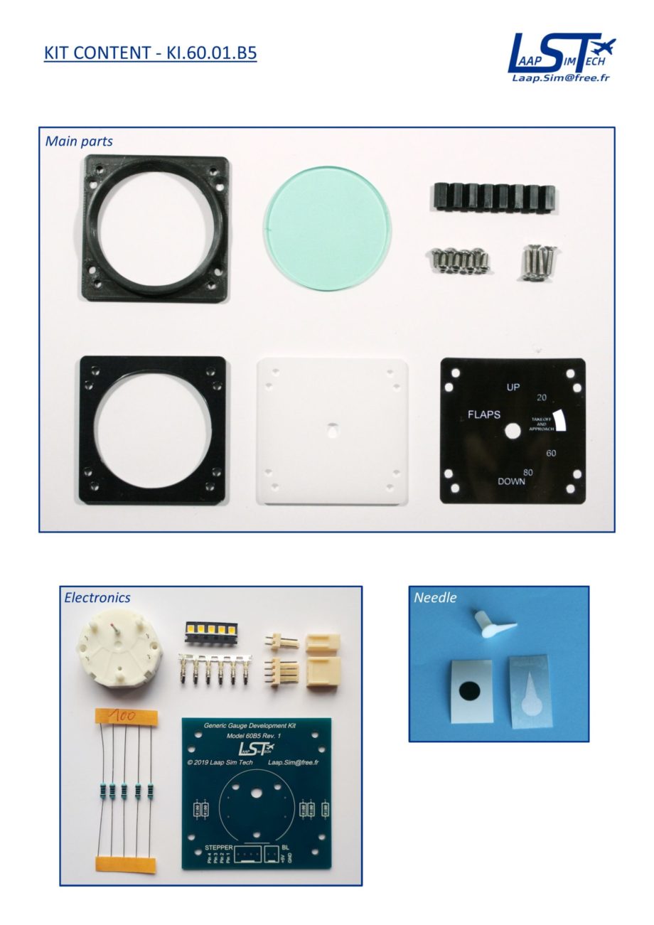 60mm Beechcraft style Flaps gauge kit