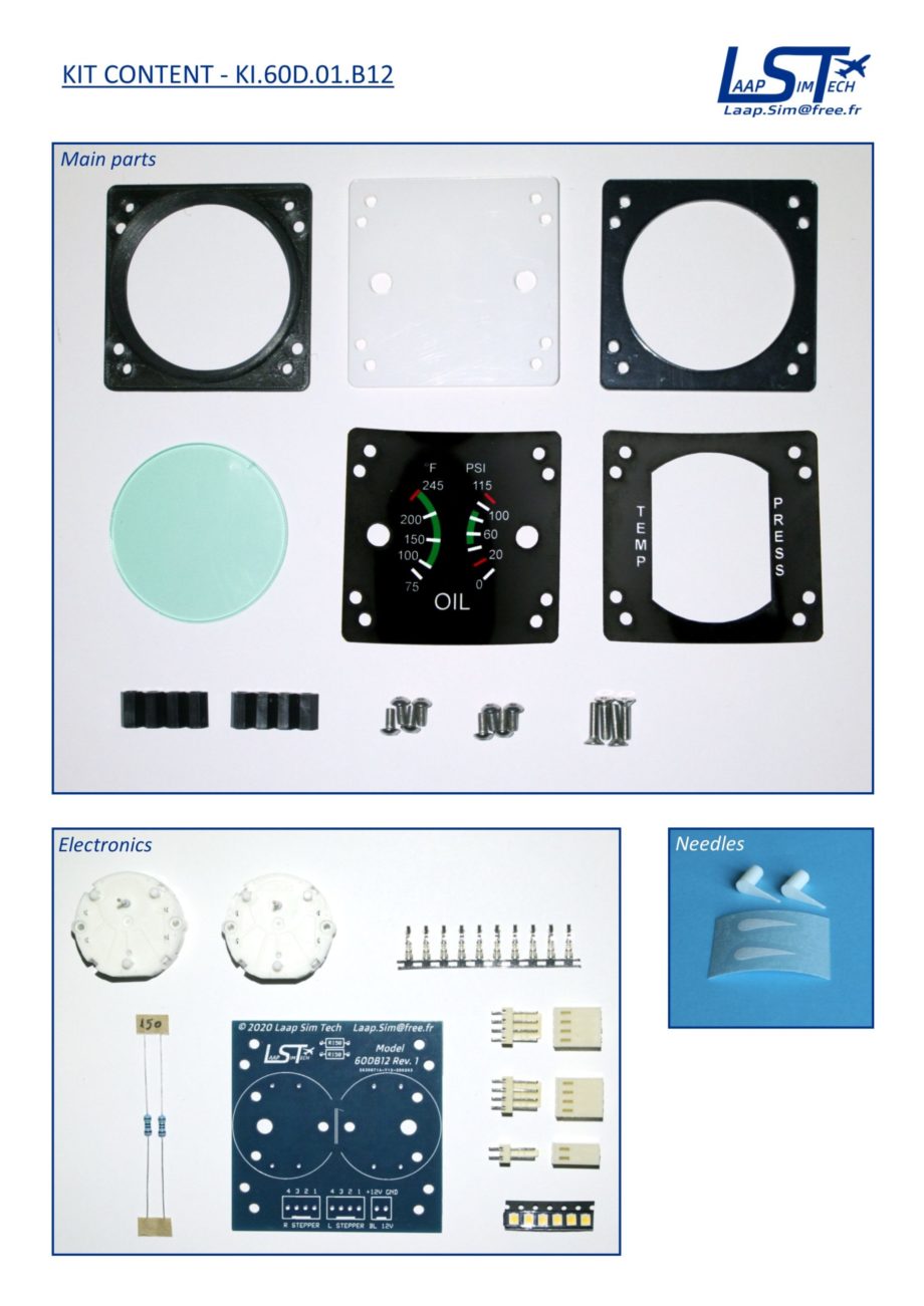 60mm Cessna style Oil Temp / Press gauge kit (°F/PSI)