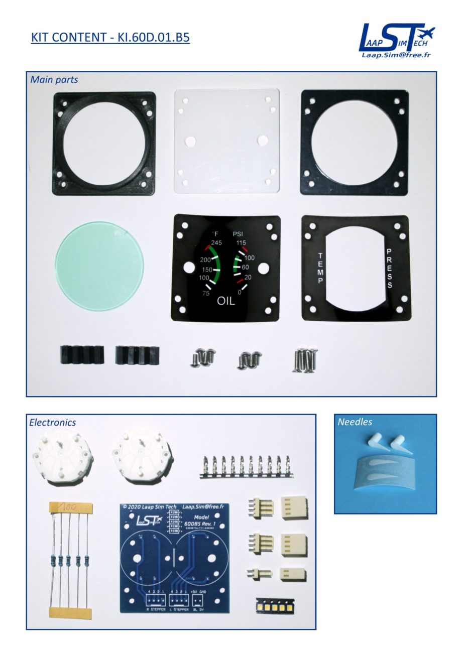 60mm Cessna style Oil Temp / Press gauge kit (°F/PSI)