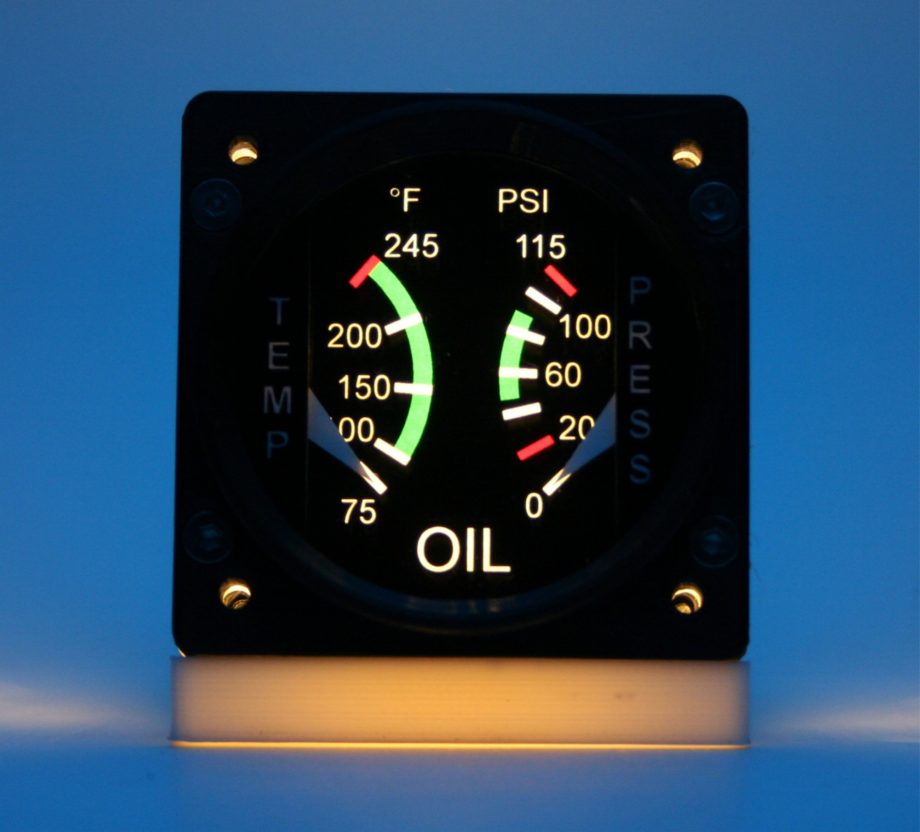 60mm Cessna style Oil Temp / Press gauge kit (°F/PSI)