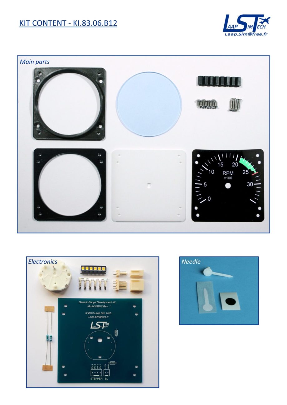 83mm Cessna style RPM gauge kit