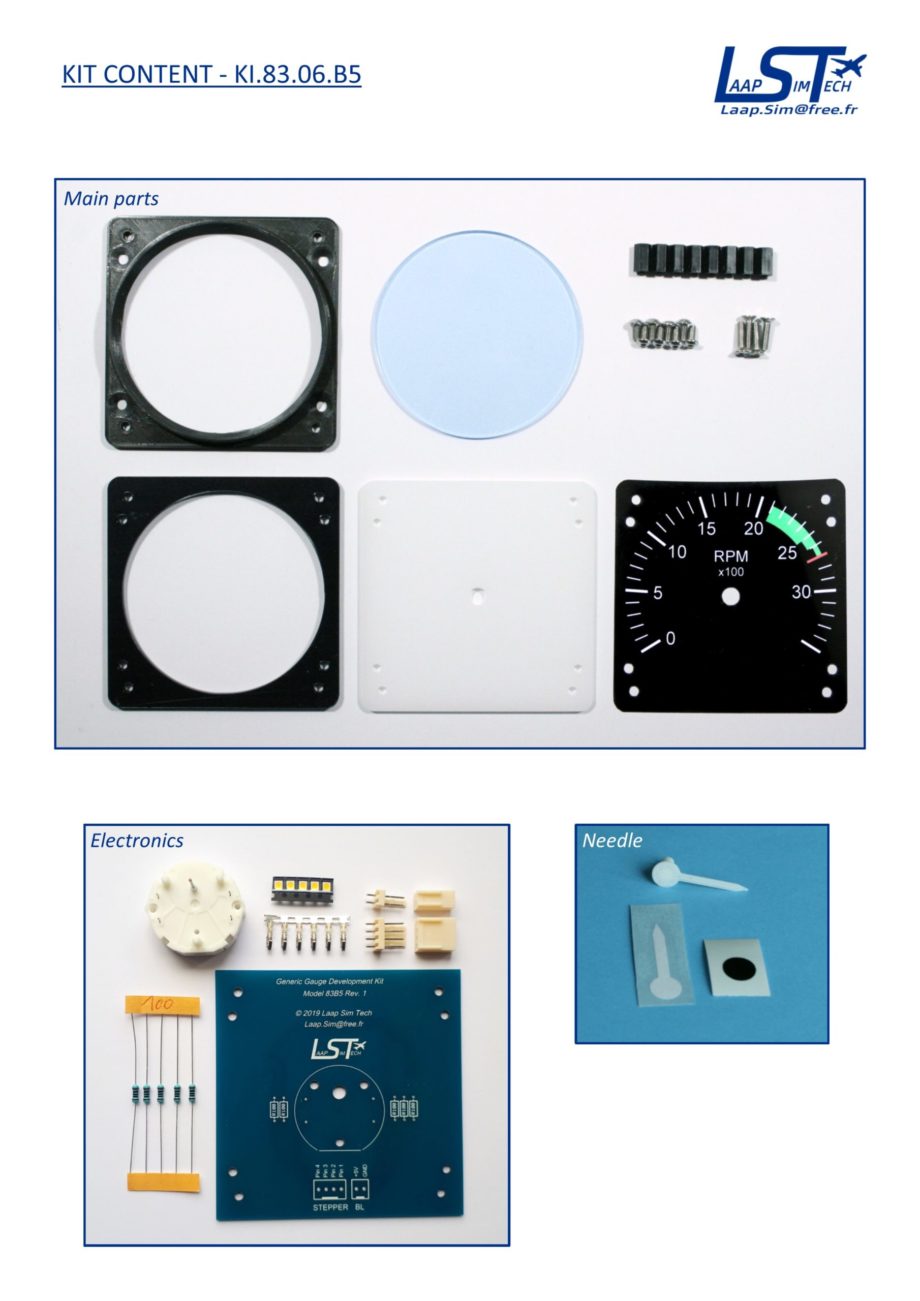 83mm Cessna style RPM gauge kit