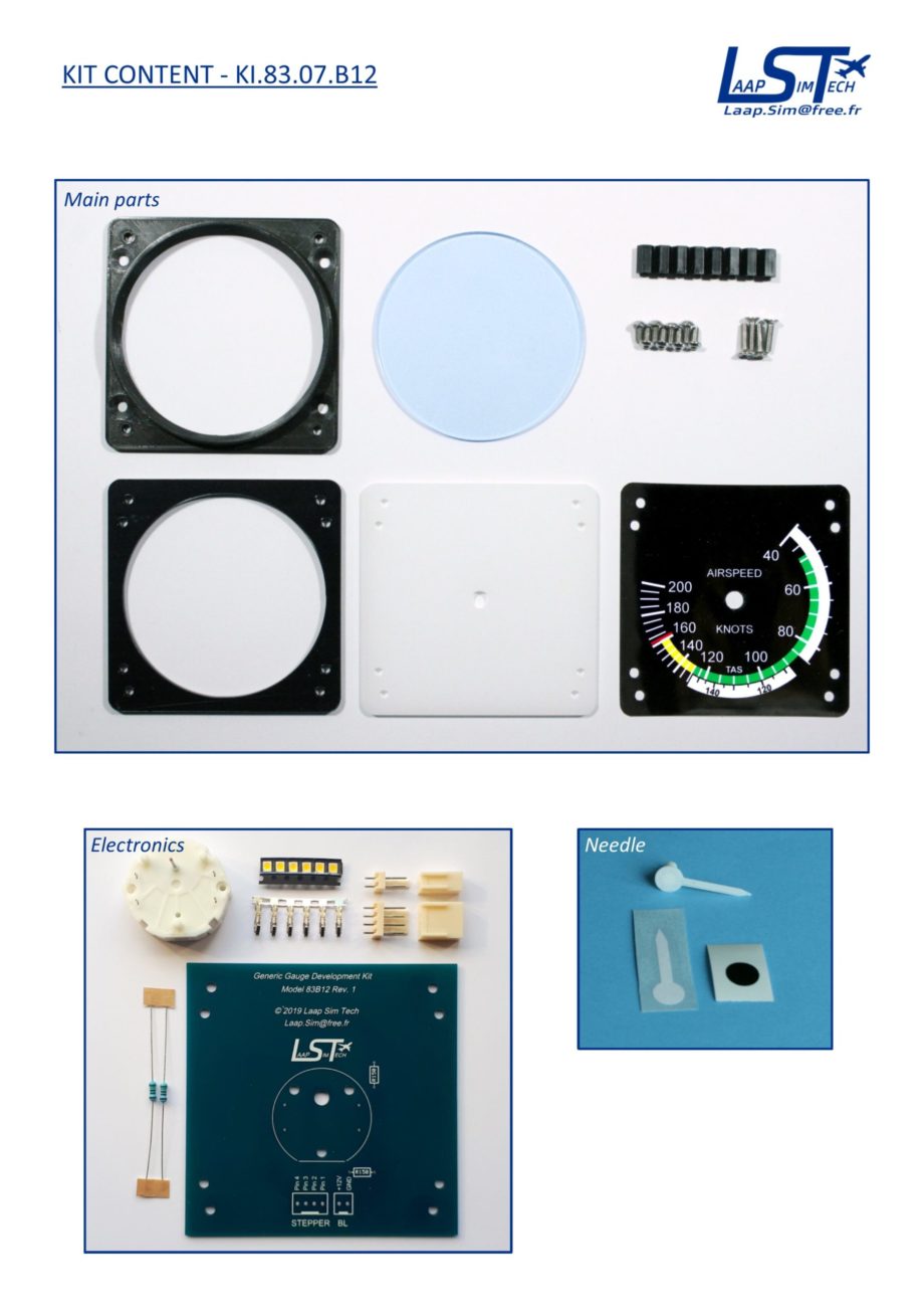 83mm Cessna style IAS gauge kit (200 KTS Yellow arc + fake TAS)