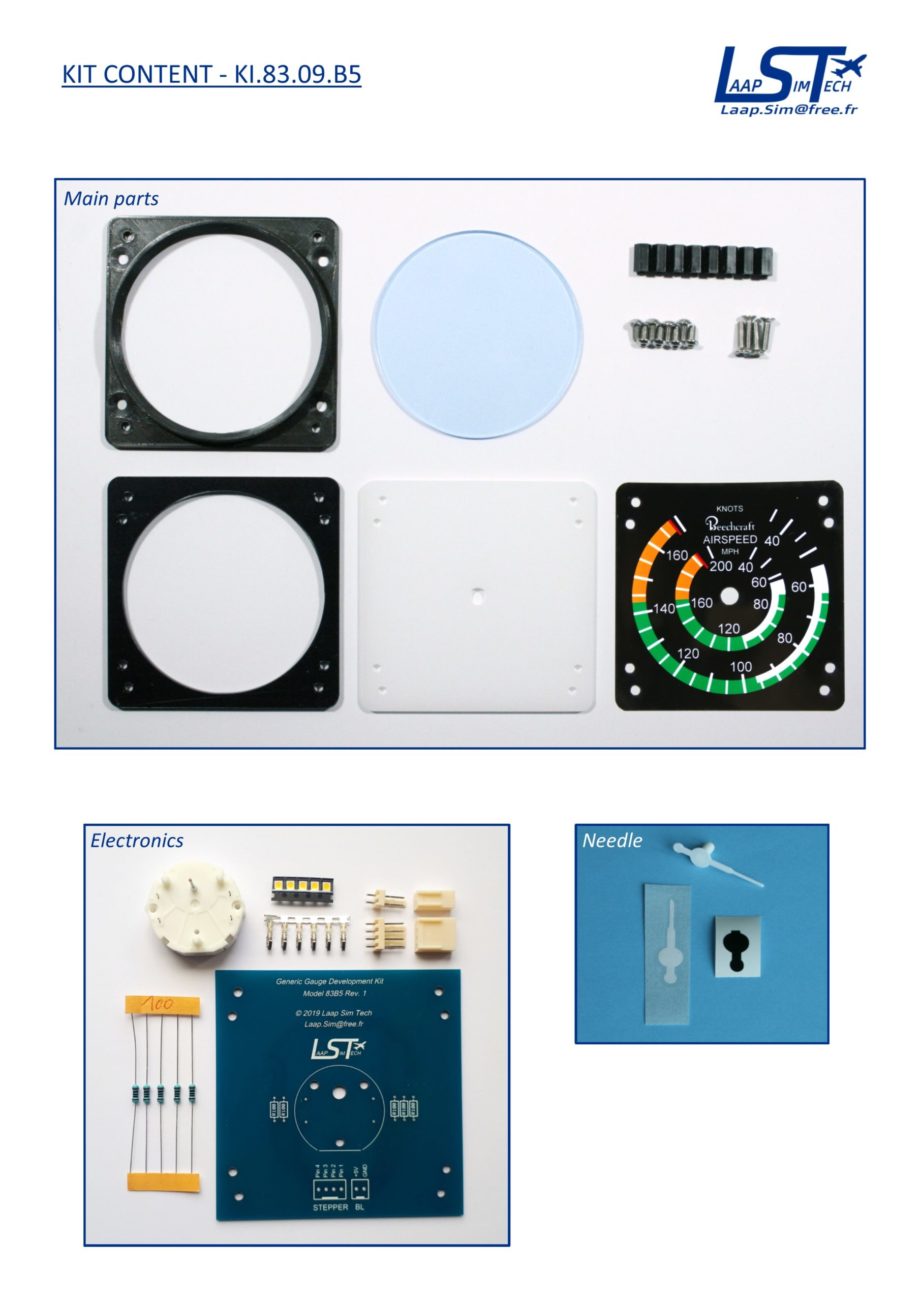 83mm Beechcraft style dual IAS gauge kit (200MPH / 170KTS)