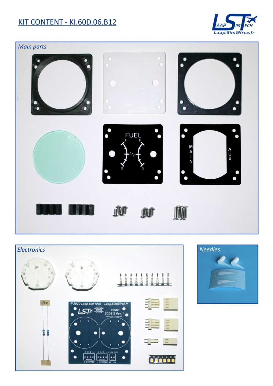 60mm Cessna style Fuel Main / Aux gauge kit