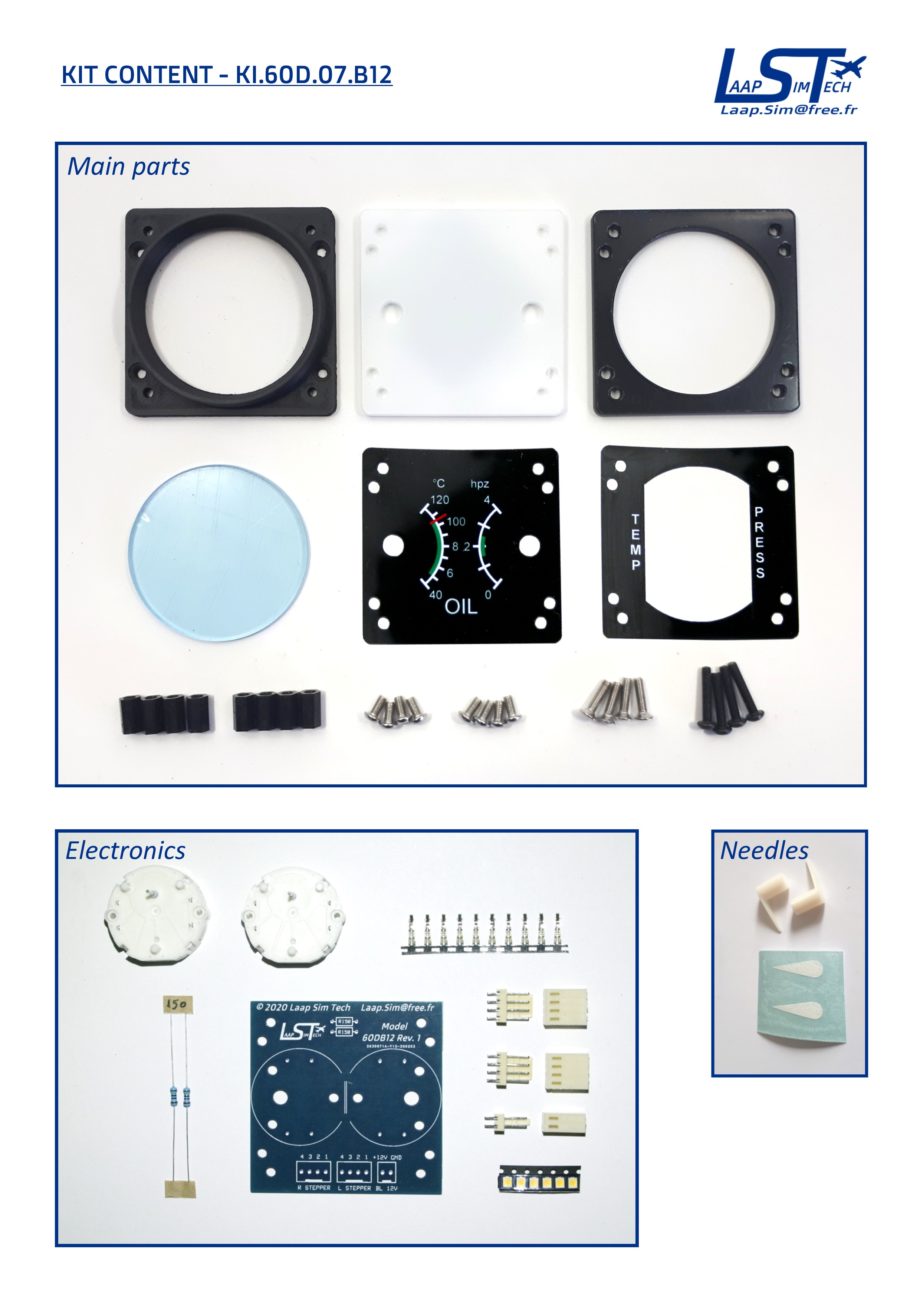 60mm Cessna style Oil Temp / Press gauge kit (°C/hpz)