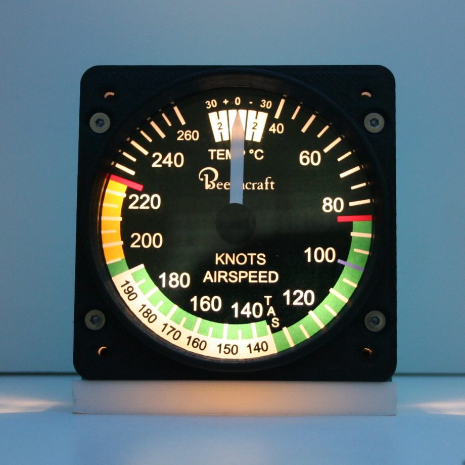 83mm Beechcraft style IAS gauge kit (VNE 226kts + fake TAS)